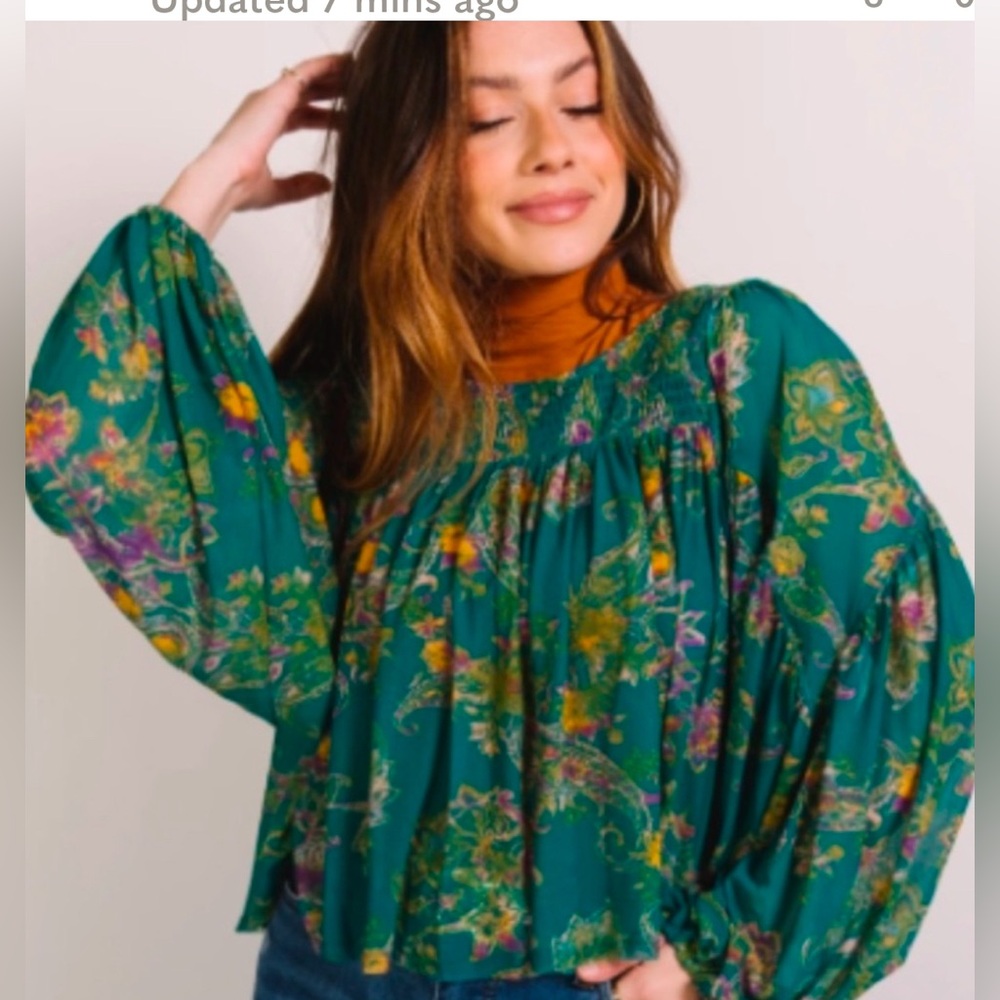 NWT Free People Up For Anything Top in Emerald Combo Womens Size Large